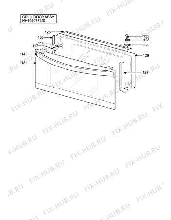 Взрыв-схема плиты (духовки) Tricity Bendix TBD950X - Схема узла H10 Grill door assy